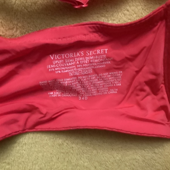 Victoria’s Secret Uplift Semi Demi Padded Underwire Red Heather 34D Bra - Picture 6 of 6